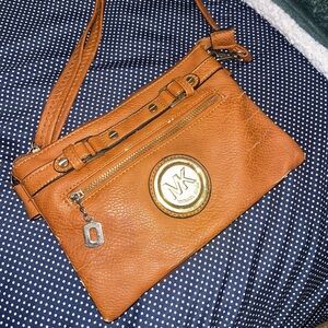 Michael Kors Orange Crossbody Bag with Gold Accents